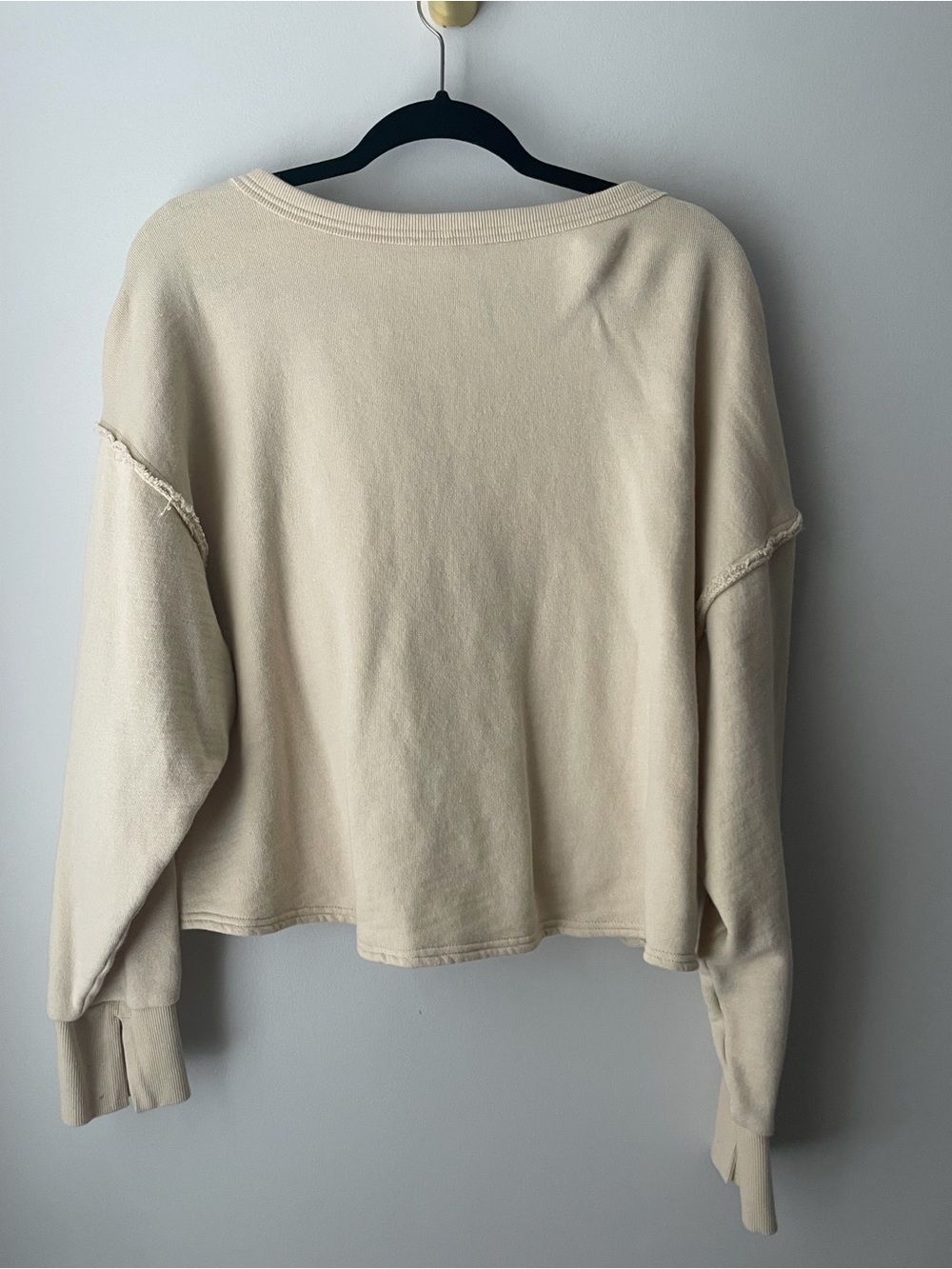 Joy Lab Cropped Drawstring V-Neck Sweater - Cream - Picture 2 of 3